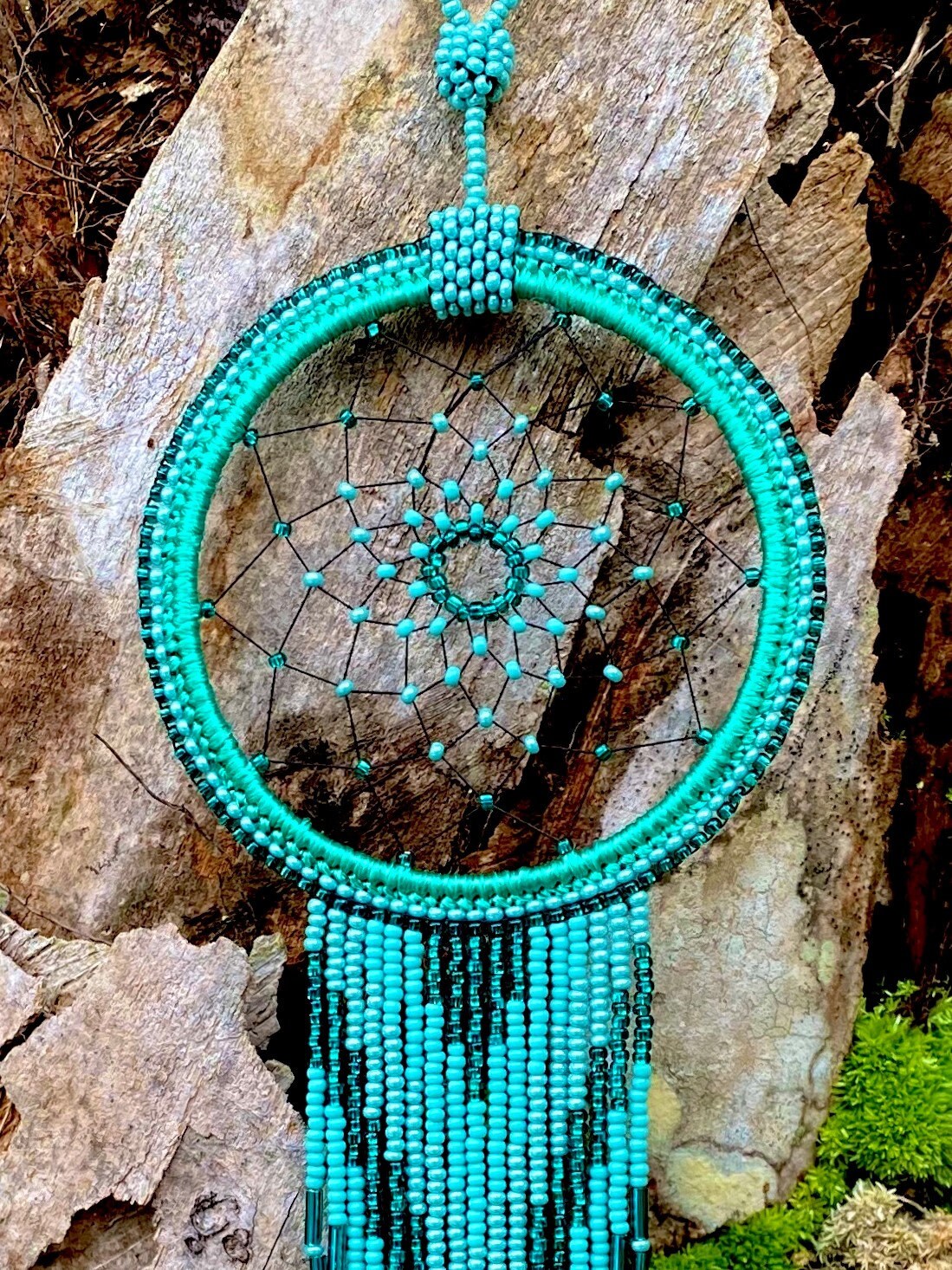 Turquoise Beaded Dreamcatcher: Boho Wall Hanging (12" L X 4" W) - Etsy