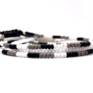 Bracciale regolabile a 3 corde di traino, bracciale con perline di semi grigie, bracciale con perline tricolori, bracciali da uomo, bracciali da donna, corda di cera sottile