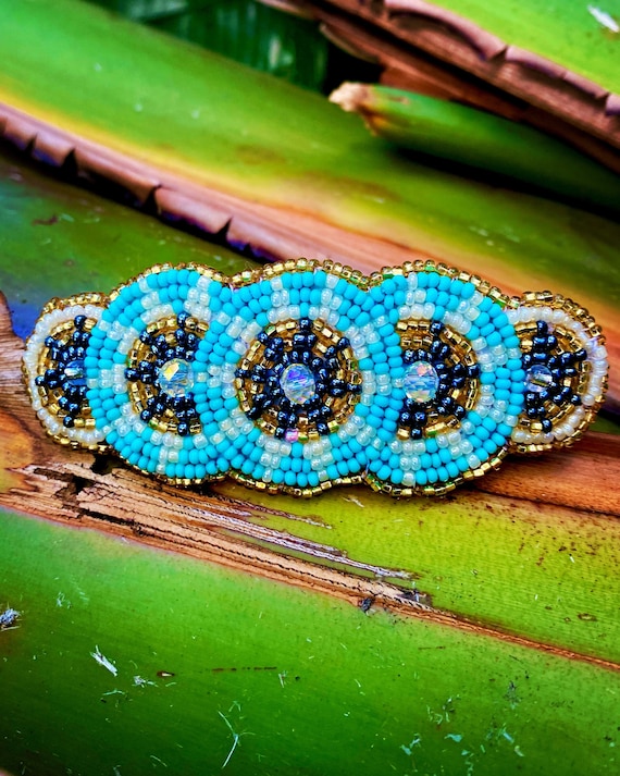 Vintage Style Beaded Barrette Hippie Hair Clip Accessory 