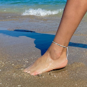 Cavigliera con perline turchesi, Bracciale cavigliera bianca, Cavigliera uomo, Cavigliera donna, Cavigliera spiaggia verde acqua, Bracciale cavigliera regolabile, Cavigliera per perla seme