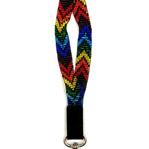 Beaded Leather Wristlet Keychain: Gay Pride Accessory, Phone Charm