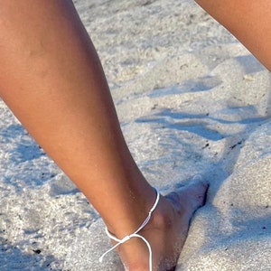 White String Anklet, Rainbow Beaded Ankle Bracelet, Surfer Anklet ...