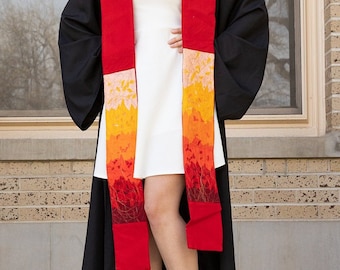 Red Contemporary Stole | Recycled Fabric Sash for Graduation or Ordainment