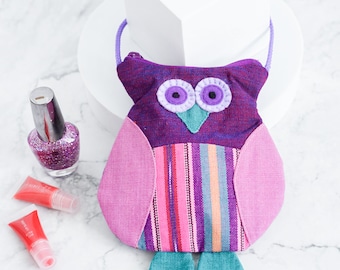 Hand-Woven Fabric Owl Purse | Traditional Guatemalan Weaving Crafted into Adorable Owl Bag