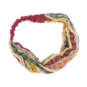 Hand Sewn Colorful Elastic Headband Stretchy Boho Hair Accessory, Traditional Guatemalan Fabric image 6