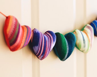 Handmade Guatemalan Fabric Hearts Garland | Fair Trade Home Decor