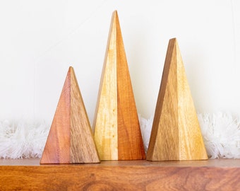 Set of 3 Reclaimed Wood Christmas Trees | Reclaimed and Recycled Wood Holiday Decorations for Home