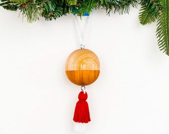Wooden Ball Ornament | Hand Carved Reclaimed Wooden Ornaments For Holiday Or Home Decor
