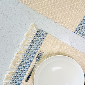 Hydrangea Placemats - Blue Floral Woven Placemats for Dining Table, Country Home Decor, Elegant Table Setting & Gifts