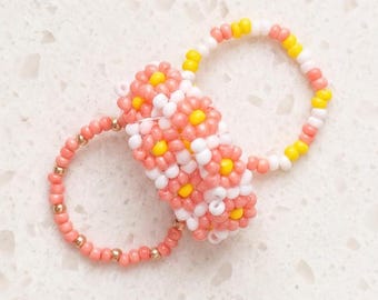 Mango Seed Bead Stacking Rings | Set of 3 | Colorful Boho Rings