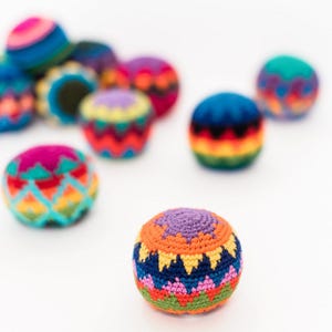 Hacky Sack | Footbag | Colorful Fun for All Ages | Crocheted Hacky Sack Bag | Team Gift
