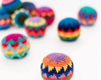 Hacky Sack | Footbag | Colorful Fun for All Ages | Crocheted Hacky Sack Bag | Team Gift