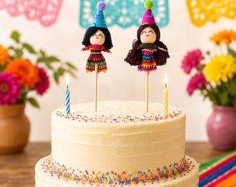Birthday Worry Doll Cake Topper with Candle