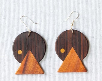 Sunset Wood Earrings | Recycled and Reclaimed Hand-Carved Guatemalan Woodwork