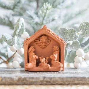 Terracotta Stable Nativity | Handmade Guatemalan Nativity Creche | Global Nativity Set for Christmas Decor | Holiday Gifts