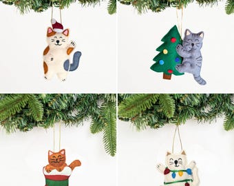 Cats Getting in Trouble Christmas Ornaments | Handmade Fair Trade