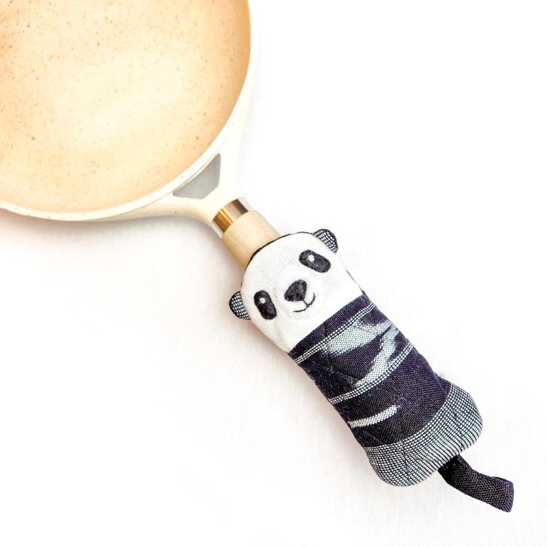 Polar Bear Skillet Handle Holder | Hand Sewn Cotton Cover Panda
