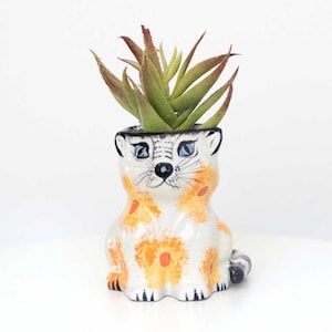 Ceramic Kitty Planter - Cute Cat Face Plant Pot for Succulents & Cacti, Unique Home Decor, Gift for Cat Lovers, Plant Lover Gift