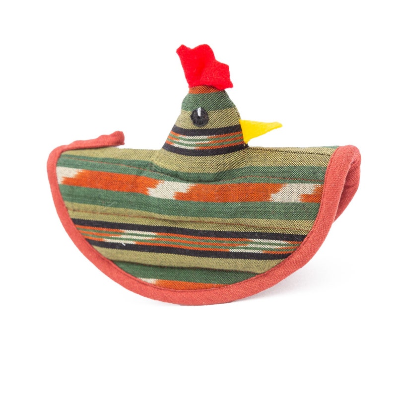 Chicken Pot Holder Traditional Guatemalan Fabric, Rustic Home & Kitchen Decor image 10