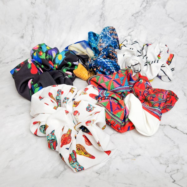 Jumbo Upcycled Fabric Scrunchies | Giant Hair Ties Made With Deadstock Fabric Scraps