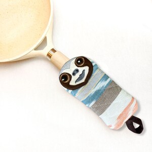 Polar Bear Skillet Handle Holder | Hand Sewn Cotton Cover Sloth