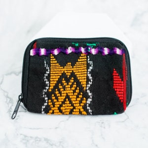 Monedero de brocado de doble bolsillo y titular de la tarjeta de crédito / Tela tradicional guatemalteca reutilizada para llevar artículos pequeños, dinero, tarjetas