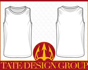 MEN Tank Top-High Quality Adobe Illustrator CAD templates (FLATS)