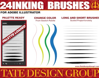 24 Inking Brushes for Adobe Illustrator (Scaled)