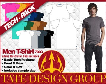 Men's T-Shirt CAD Template, Basic Tech Package (Illustrator)
