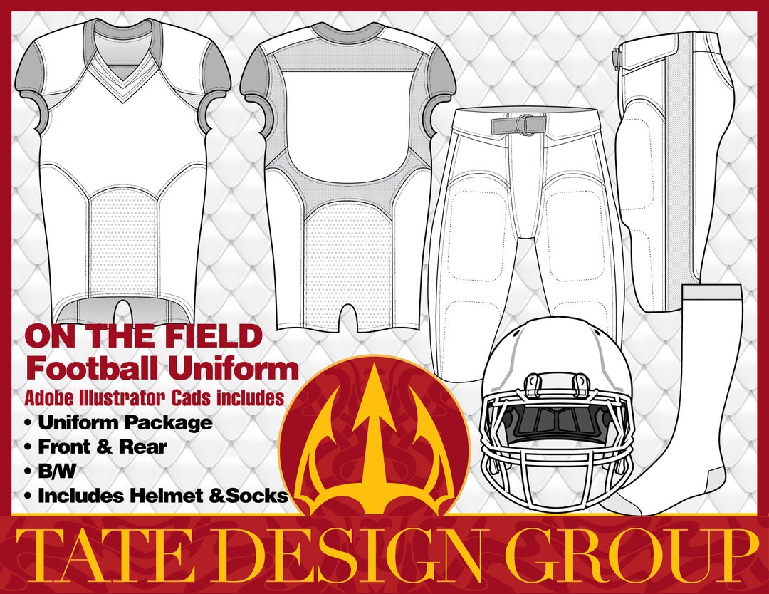 Football on the Filed Uniform CAD Vector Item MFB-7005 - Etsy