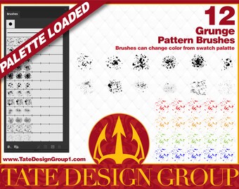 12 grungemönsterpenslar för Adobe Illustrator