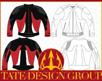 Men Motor Cycle Jacket Vector Illustration CAD
