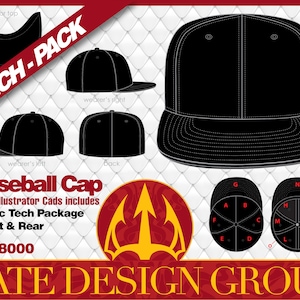Flat Brim Fitted Cap 6 Panels Tech Pack #BCP-8000
