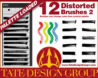 12 DISTORTED Inking Brushes for Adobe Illustrator.