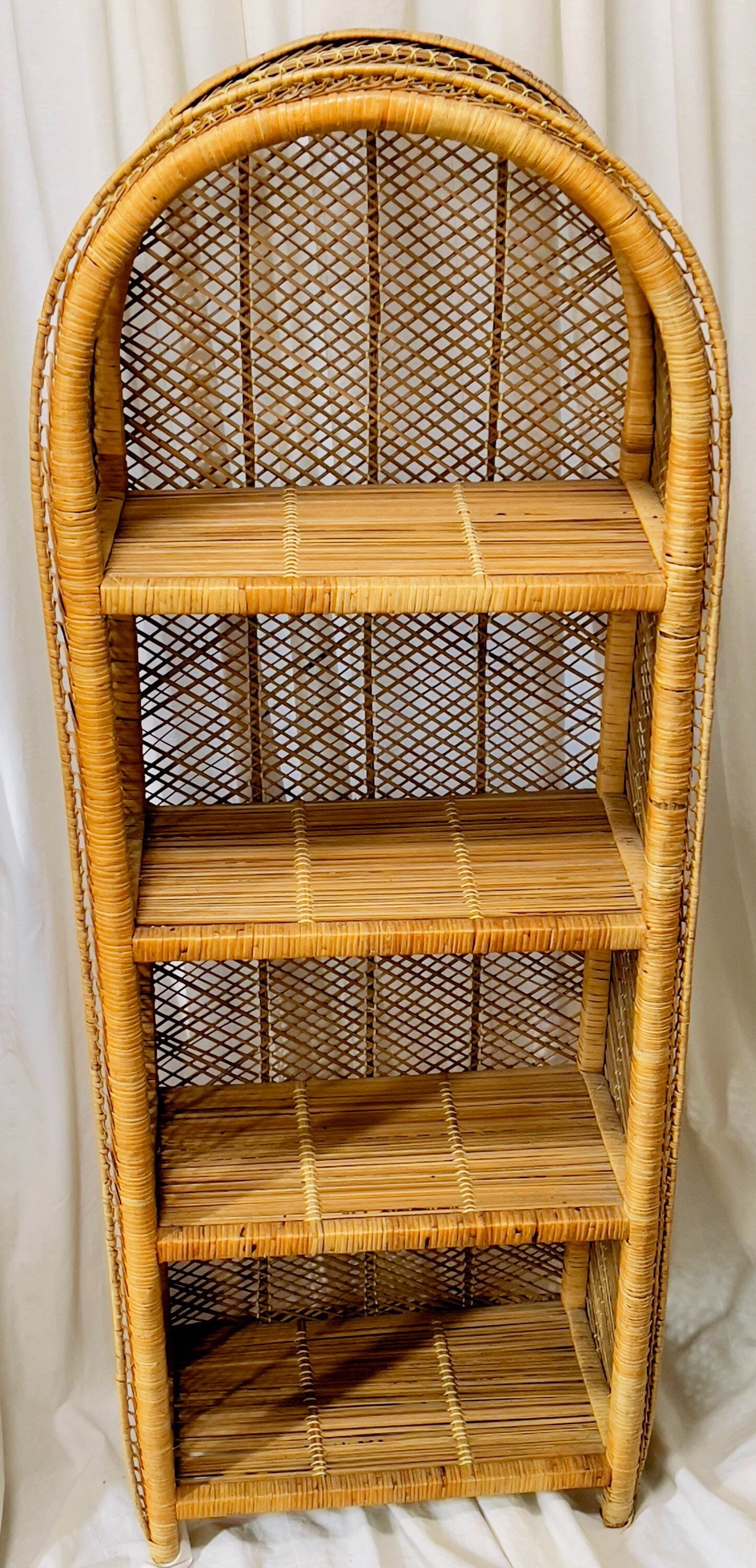 1960*s Big Size Vintage Style Shelf, 20 Inch, Cane bing Shelf