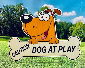 Lawn Sign - Dog at Play