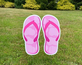 Lawn Sign - Flip Flops - Pink Clouds