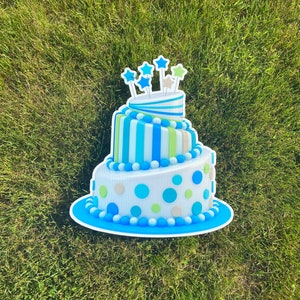Lawn Sign - Birthday Cake - Blue