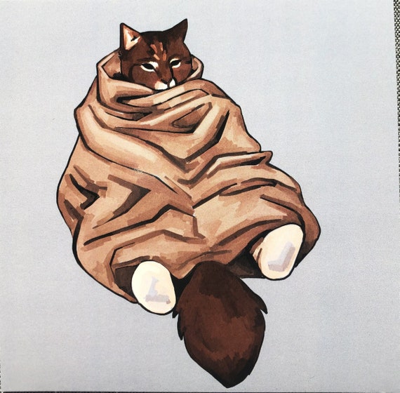 Blanket Burrito Cat Print Etsy