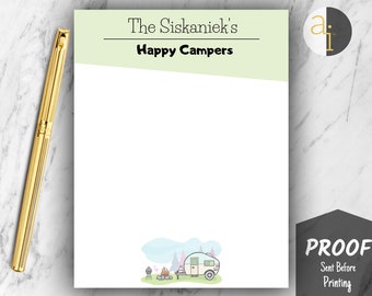 Happy Campers Notepad | Notepad for Campers | Personalized Family Camping Notepad | Camping Notepad with Magnet | Fridge Notepad | Memo Pad