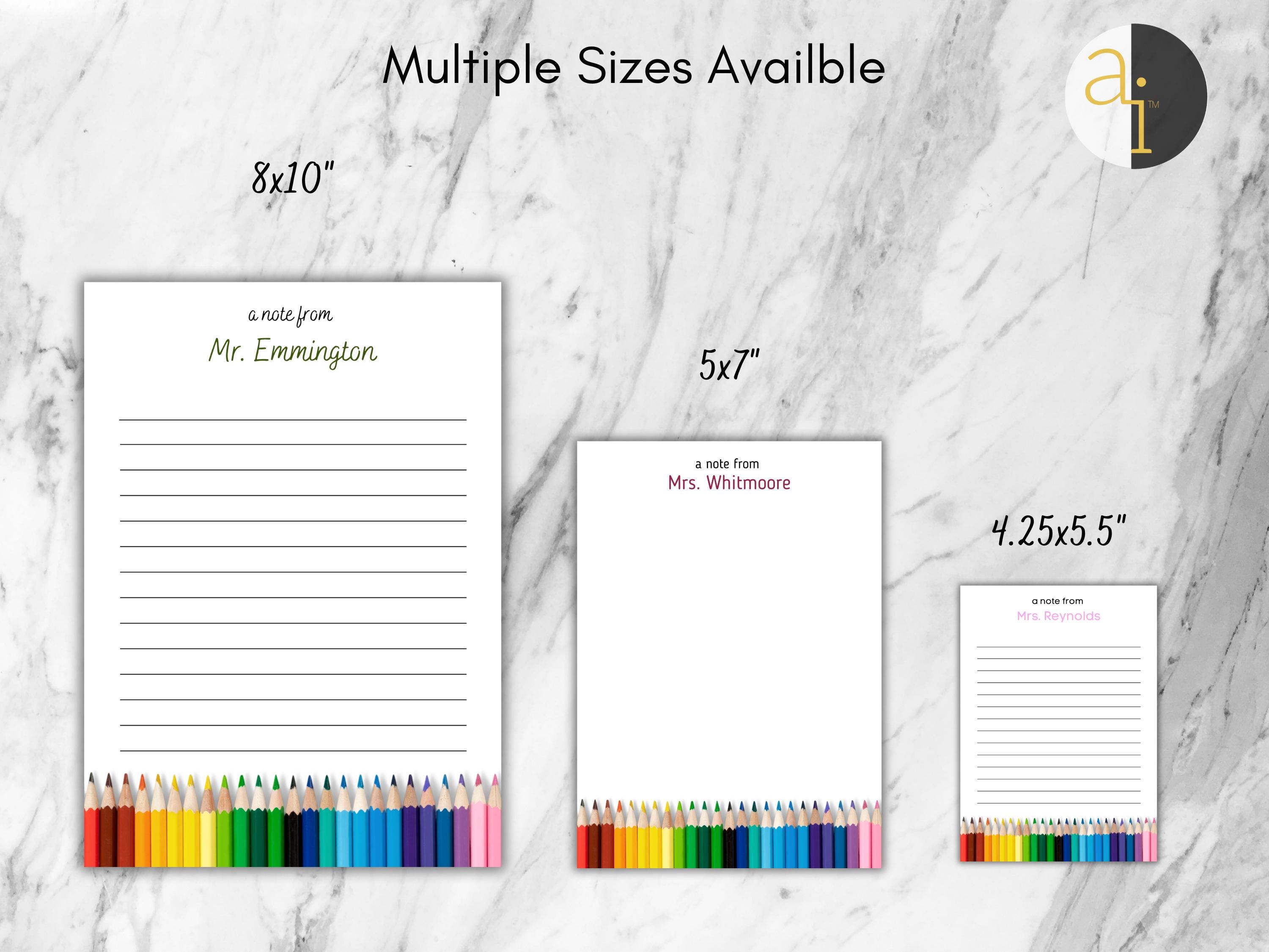 Personalized Teacher Notepad | Pencil Design, Custom Stationery - Etsy