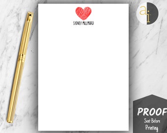 Custom Heart Notepad | Personalized Name with Heart Notepad | Personalized Valentine's Day Notepad | Custom Gift | Small Gift | Cute Notepad