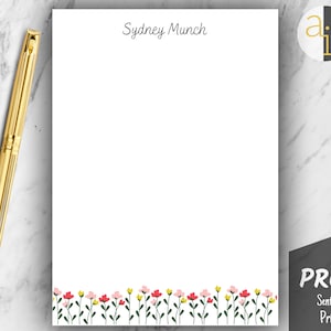 Personalize Flower Notepad | Custom Flower Notepad | Personalized Name Notepad | Floral Stationery | Cute Personalized Gift | Plant Lover |