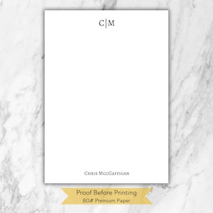 Professional Notepad with Initials and Name Personalized Monogram Notepad Minimalist Business Stationery Co-Worker Gift Custom Notepad