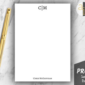 Professional Notepad with Initials and Name Personalized Monogram Notepad Minimalist Business Stationery Co-Worker Gift Custom Notepad
