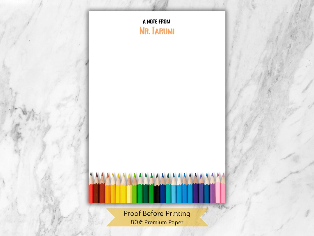 Personalized Teacher Notepad | Pencil Design, Custom Stationery - Etsy