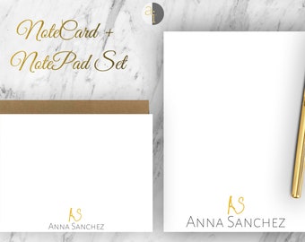 Personalize Notecard and Notepad | Personalized Stationary Set | Gift for Coworker | Custom Stationery Set | Custom Name Notepad/Notecard