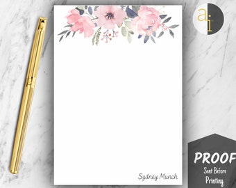 Personalize Flower Notepad | Custom Flower Notepad | Flower Stationery | Aesthetic Notepad | Notepad Cute Personalized | Custom Notepad