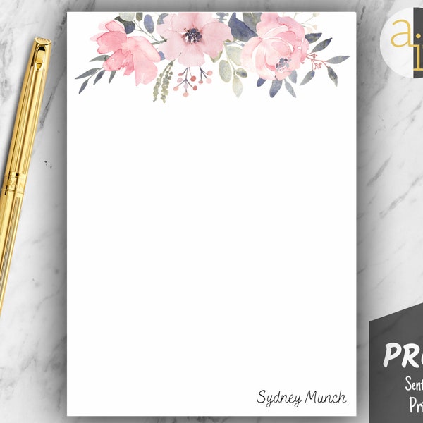 Personalize Flower Notepad | Custom Flower Notepad | Flower Stationery | Aesthetic Notepad | Notepad Cute Personalized | Custom Notepad