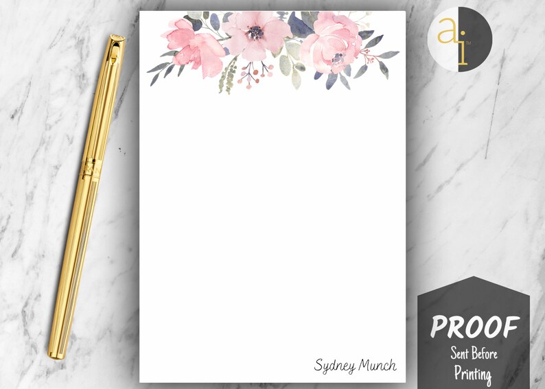 Personalized Floral Notepad | Custom Stationery Gift - Etsy
